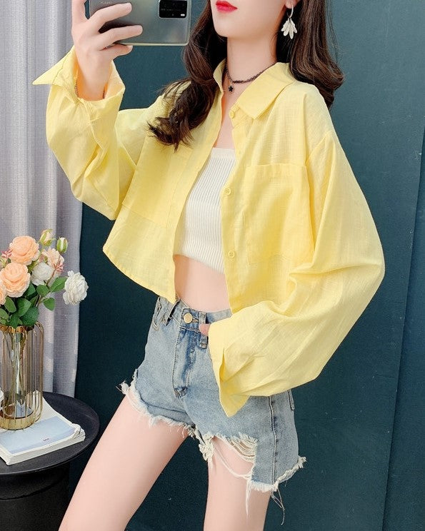 Pink Oversized Cropped Shirt