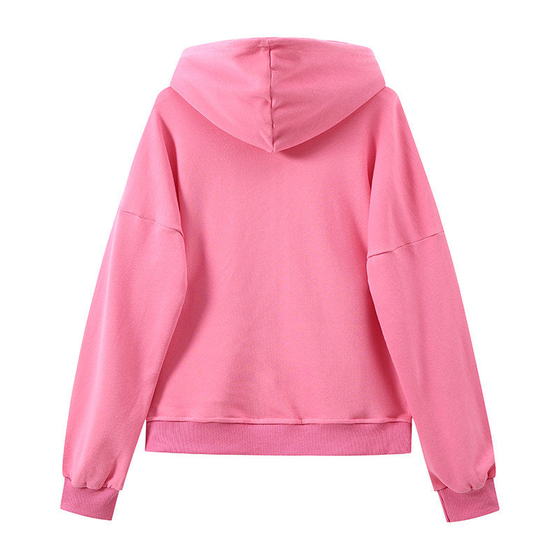 Pink Oversized Lightning Graphic Zip-Up Hoodie