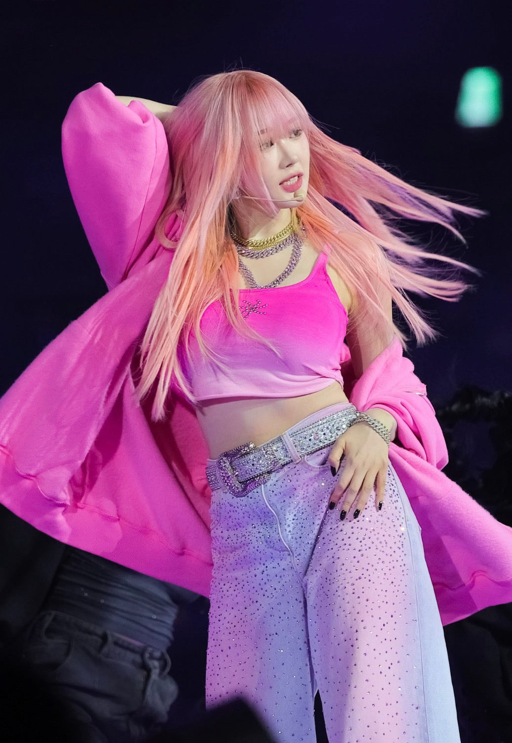 Pink Oversized Lightning Graphic Zip-Up Hoodie