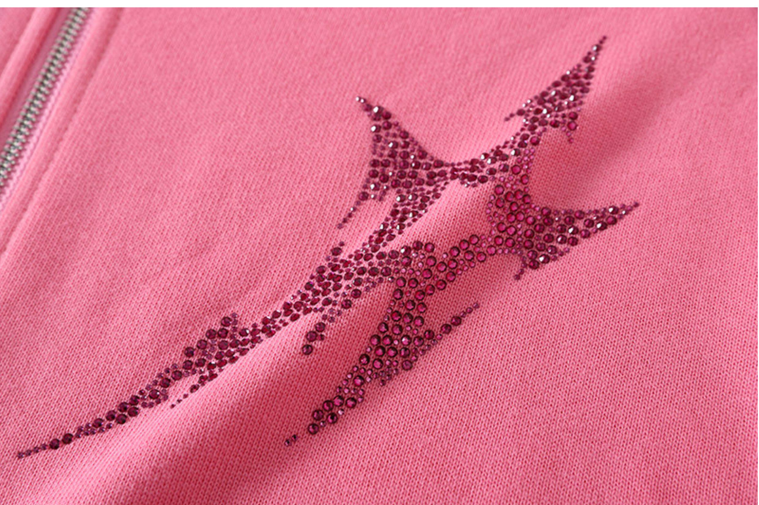 Pink Oversized Lightning Graphic Zip-Up Hoodie