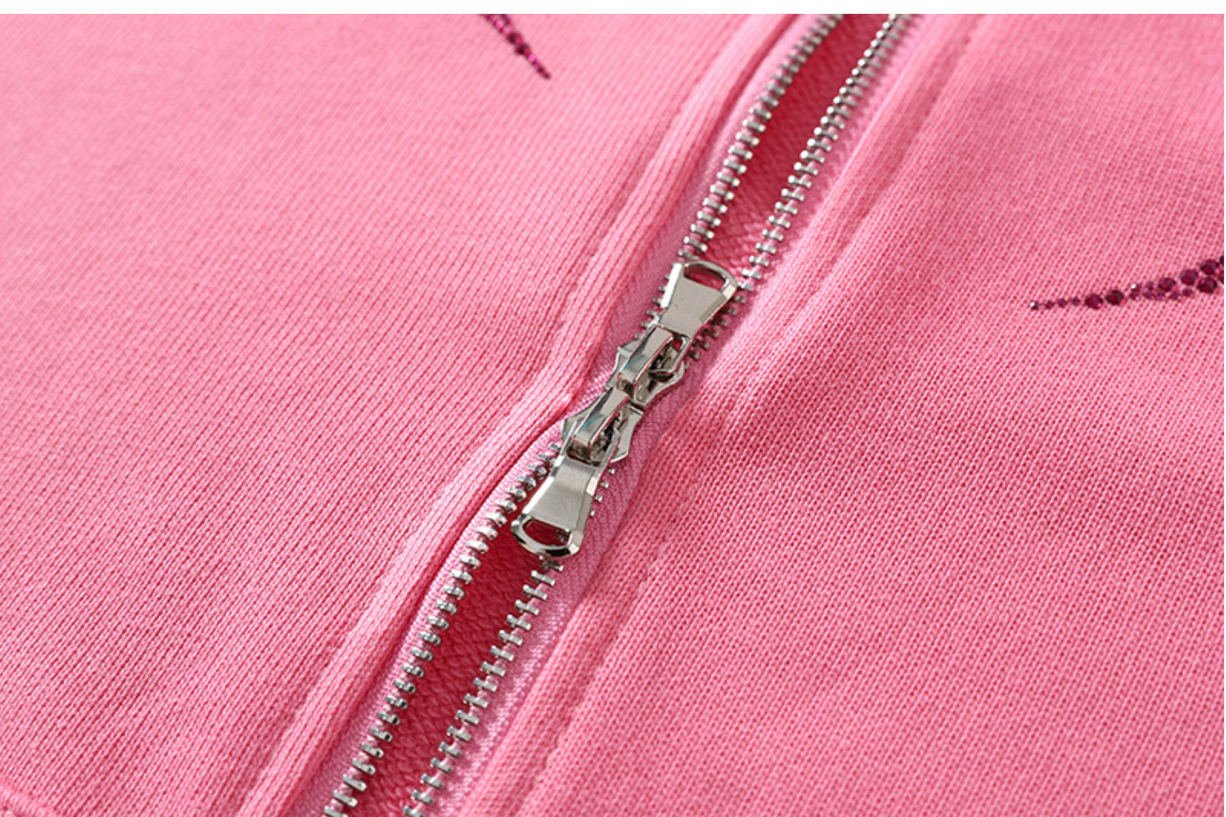 Pink Oversized Lightning Graphic Zip-Up Hoodie