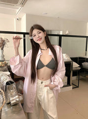 Pink Pinstripe Oversized Shirt