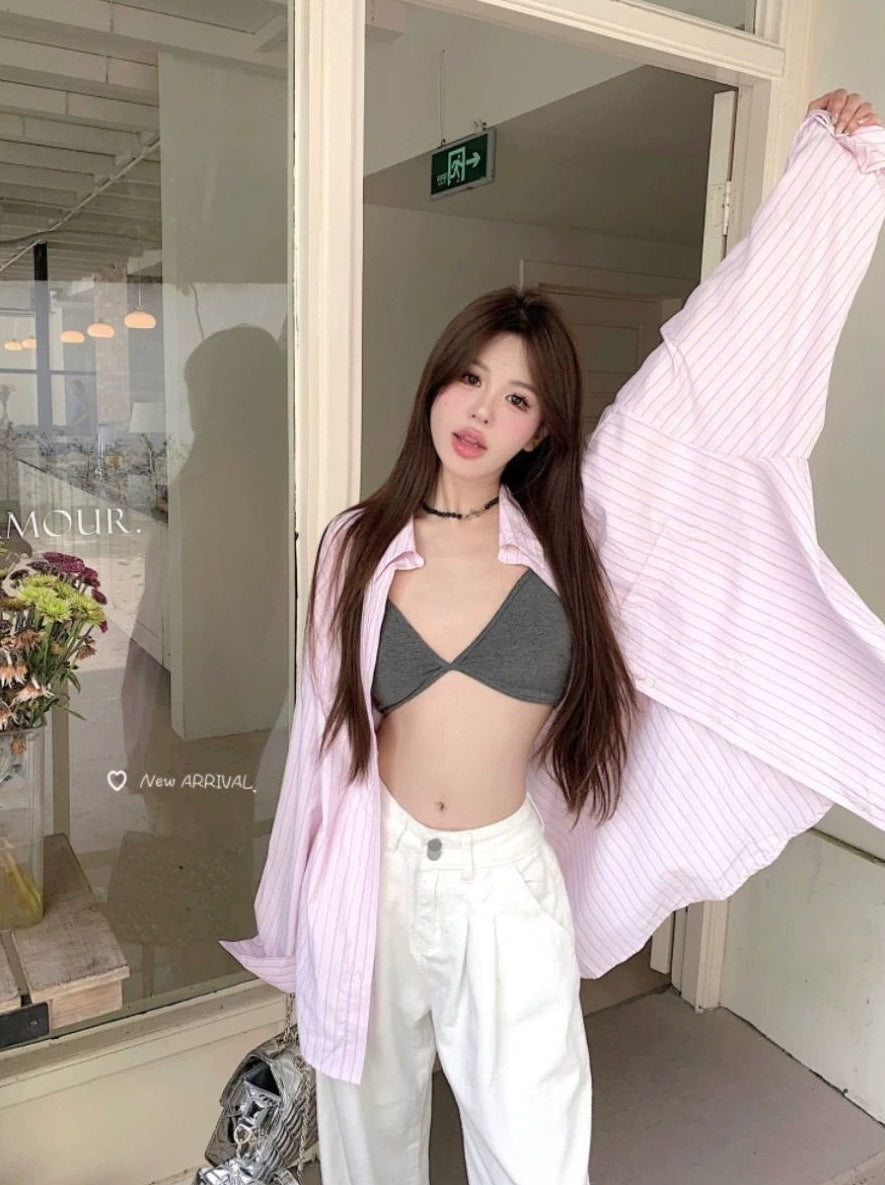 Pink Pinstripe Oversized Shirt