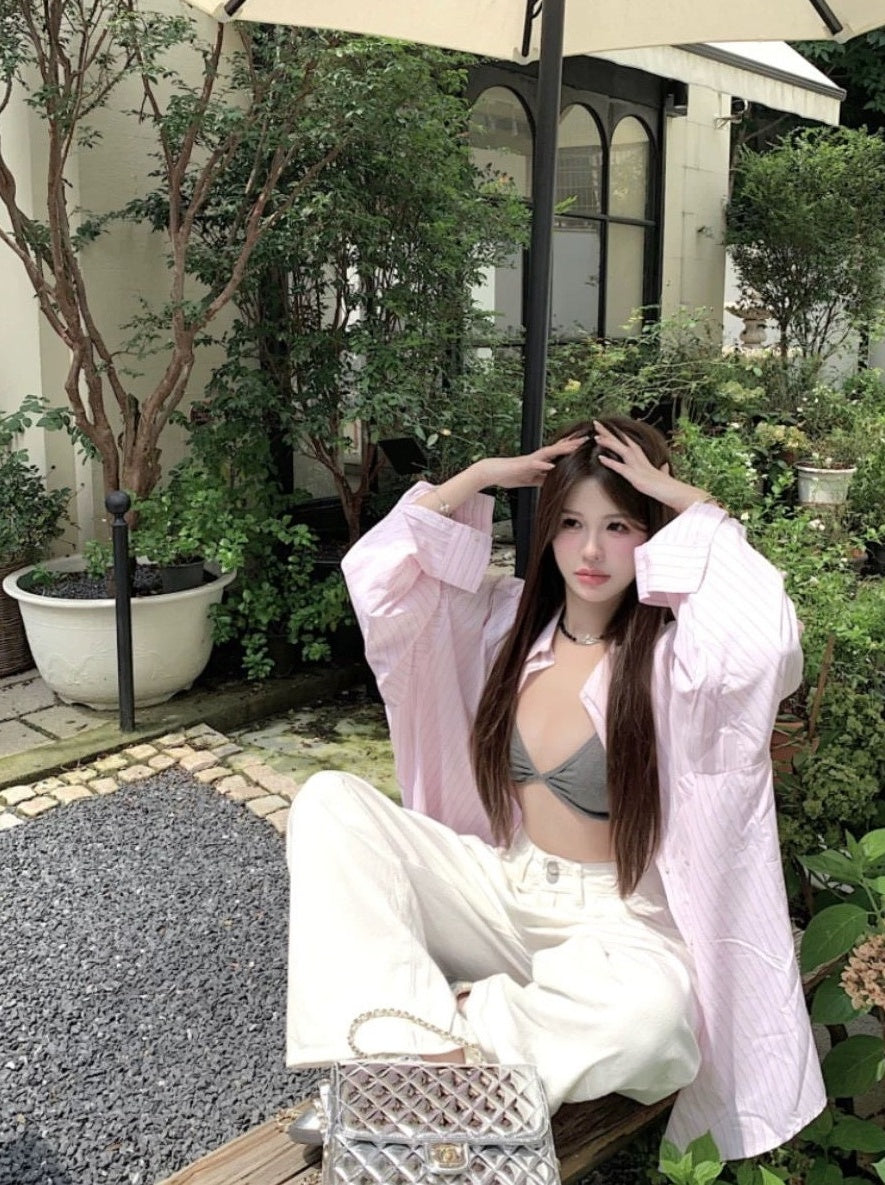 Pink Pinstripe Oversized Shirt