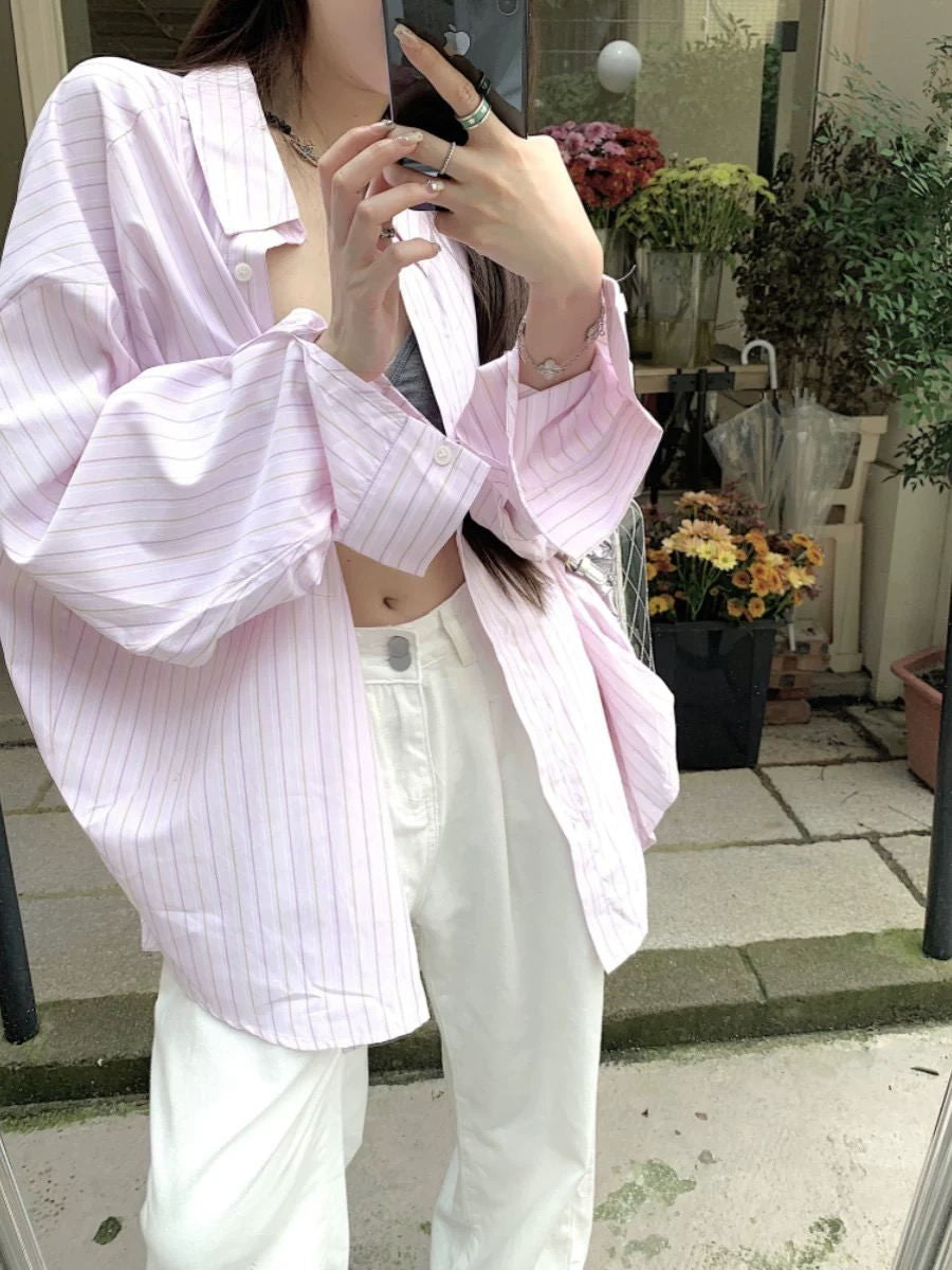 Pink Pinstripe Oversized Shirt