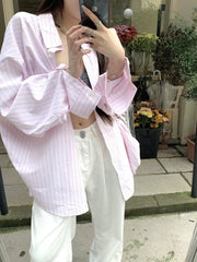 Pink Pinstripe Oversized Shirt