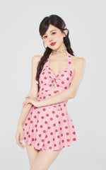 Pink Polka Dot One-Piece Swim Dress
