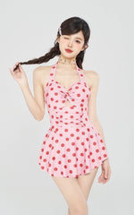 Pink Polka Dot One-Piece Swim Dress
