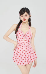 Pink Polka Dot One-Piece Swim Dress