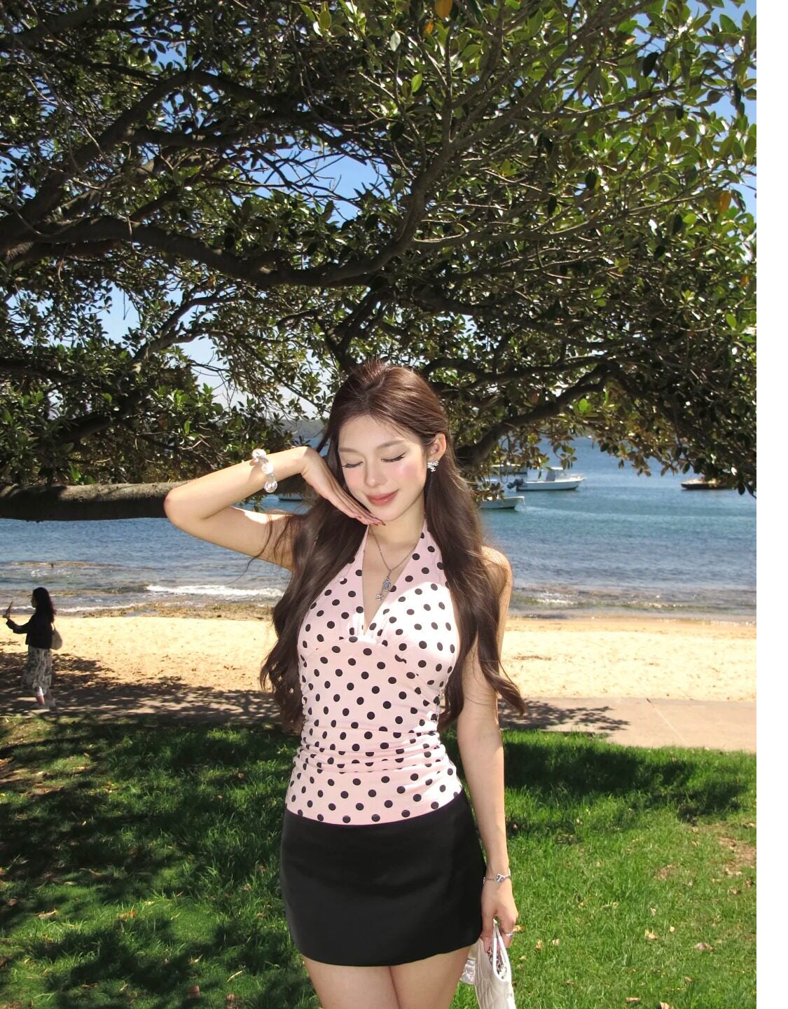 Pink Polkadot Halterneck Top