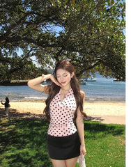 Pink Polkadot Halterneck Top