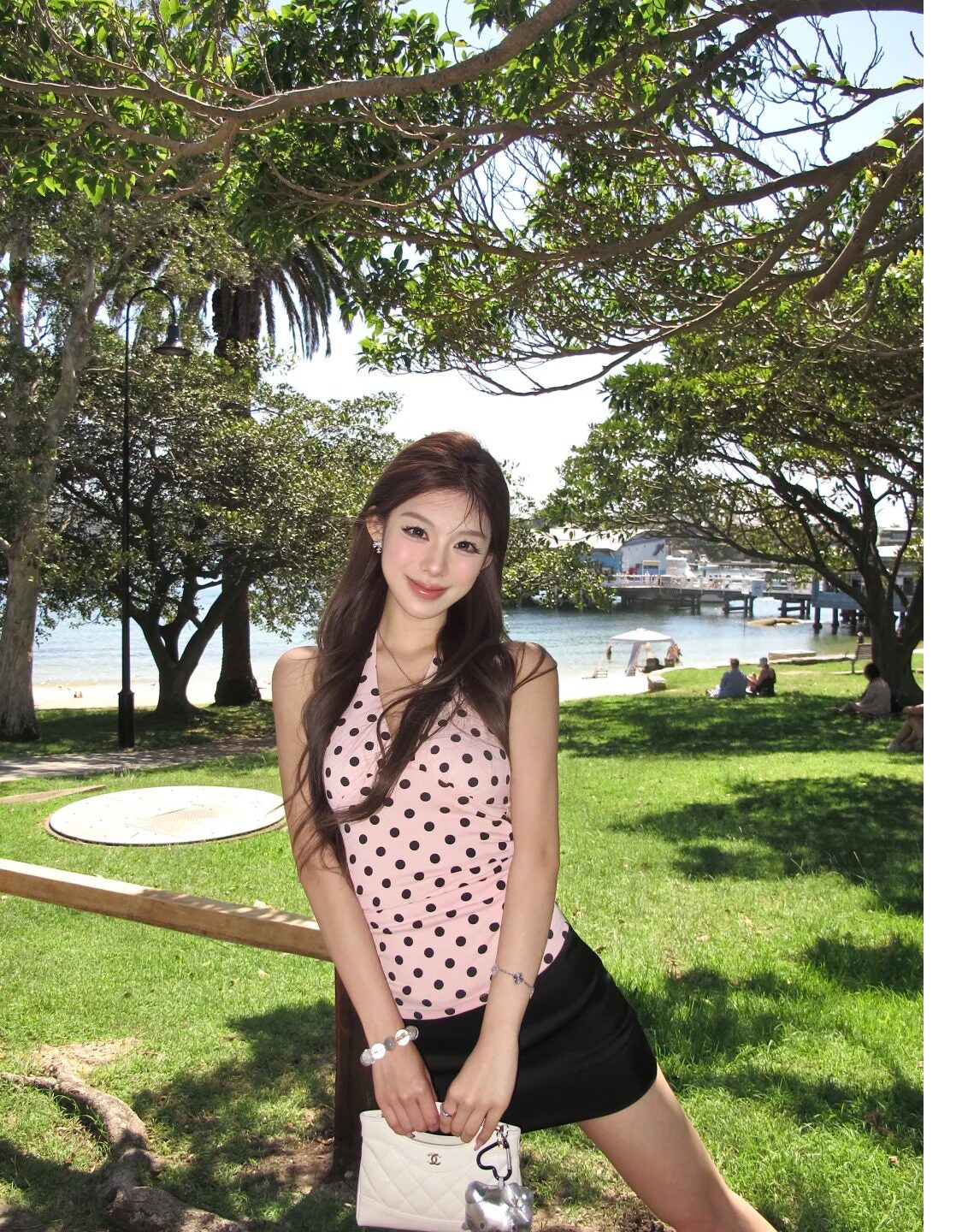 Pink Polkadot Halterneck Top