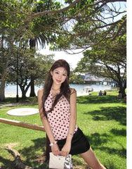 Pink Polkadot Halterneck Top