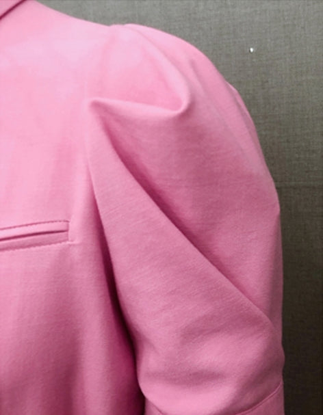 Pink Puffed Sleeves Midi Dress
