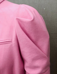 Pink Puffed Sleeves Midi Dress