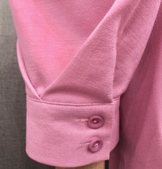 Pink Puffed Sleeves Midi Dress