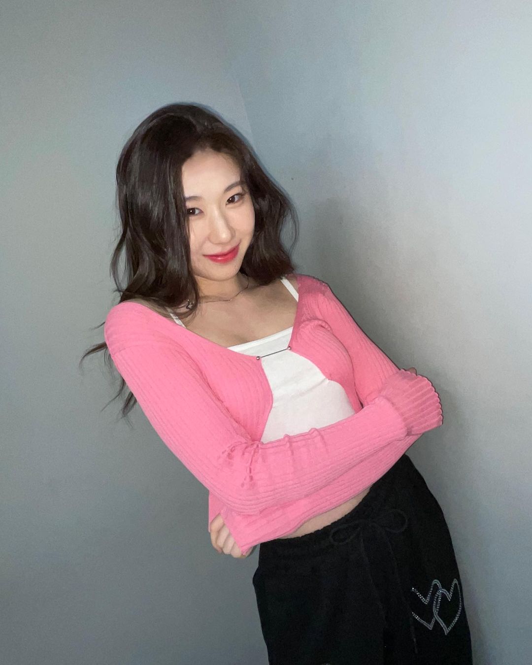 Pink Ribbed Open Cardigan