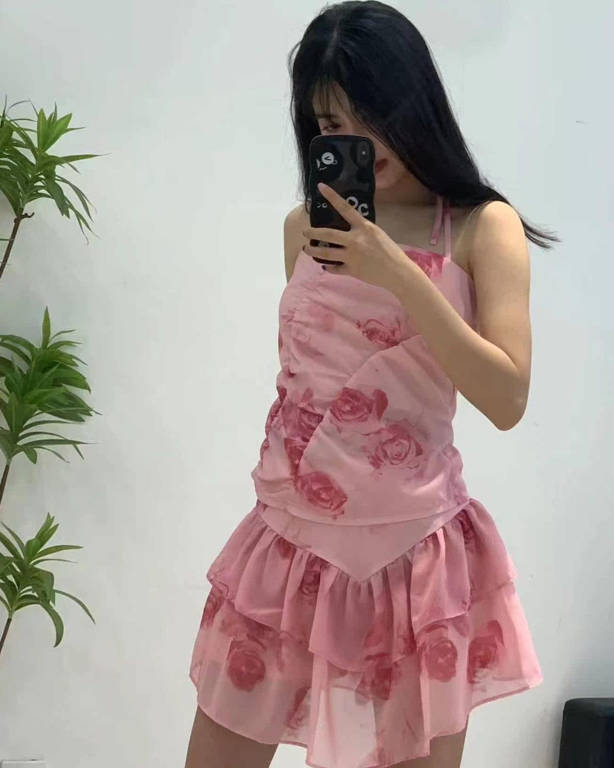 Pink Ruched Floral Fairy Top