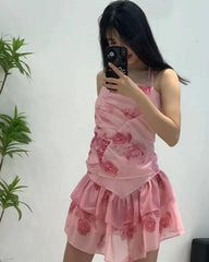 Pink Ruched Floral Fairy Top