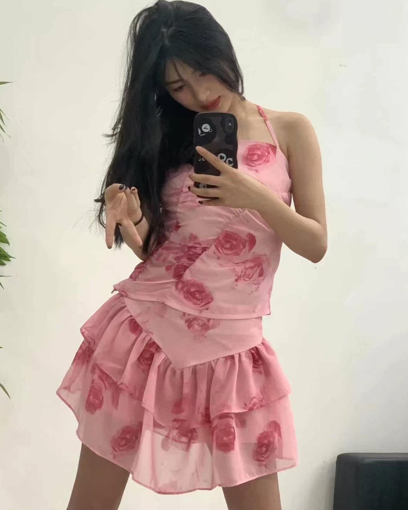 Pink Ruched Floral Fairy Top