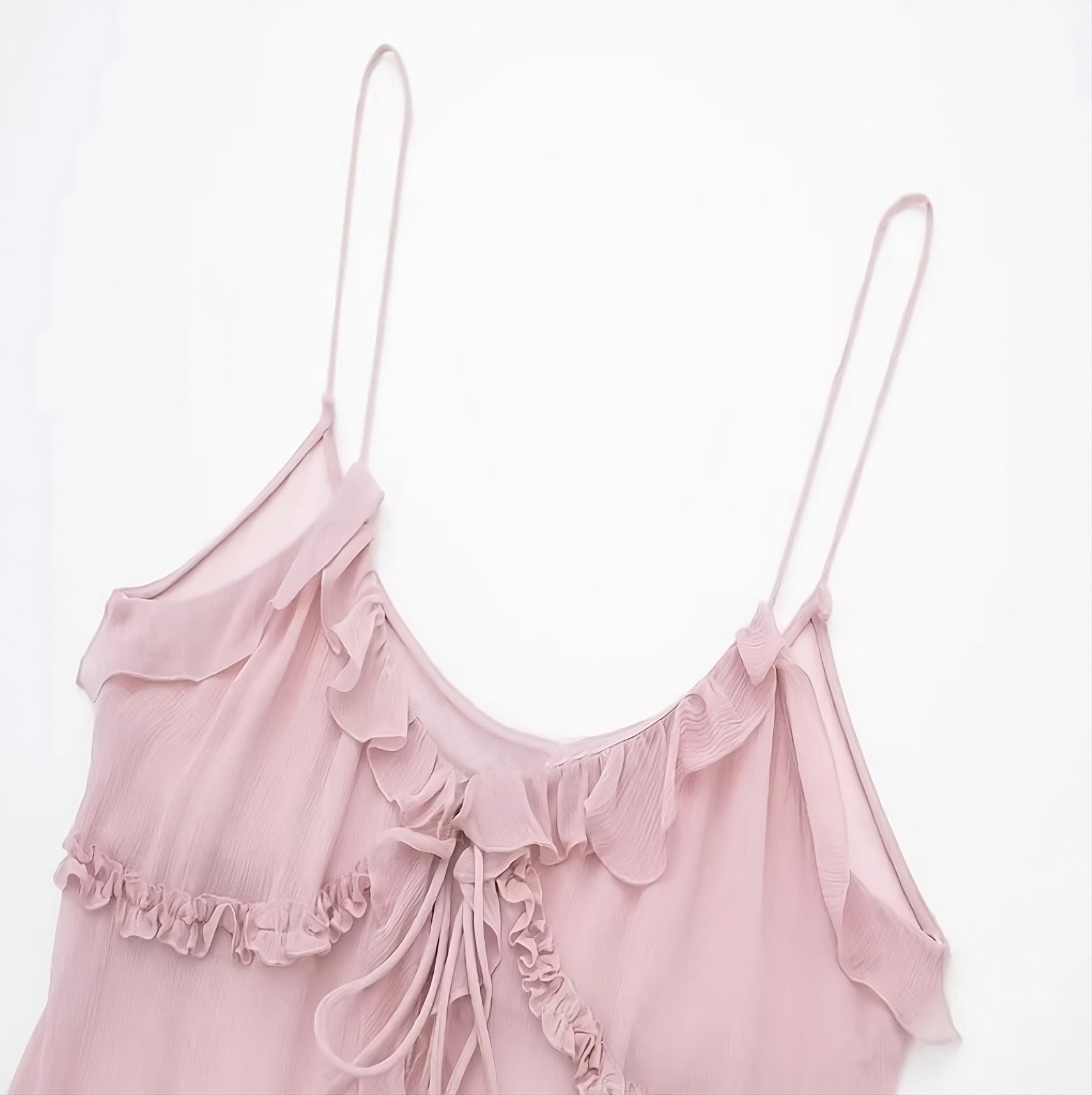 Pink Ruffled See-Through Sling Top