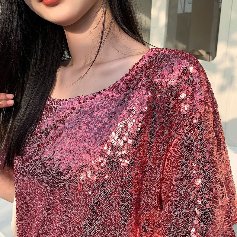 Pink Sequins Embellished T-Shirt
