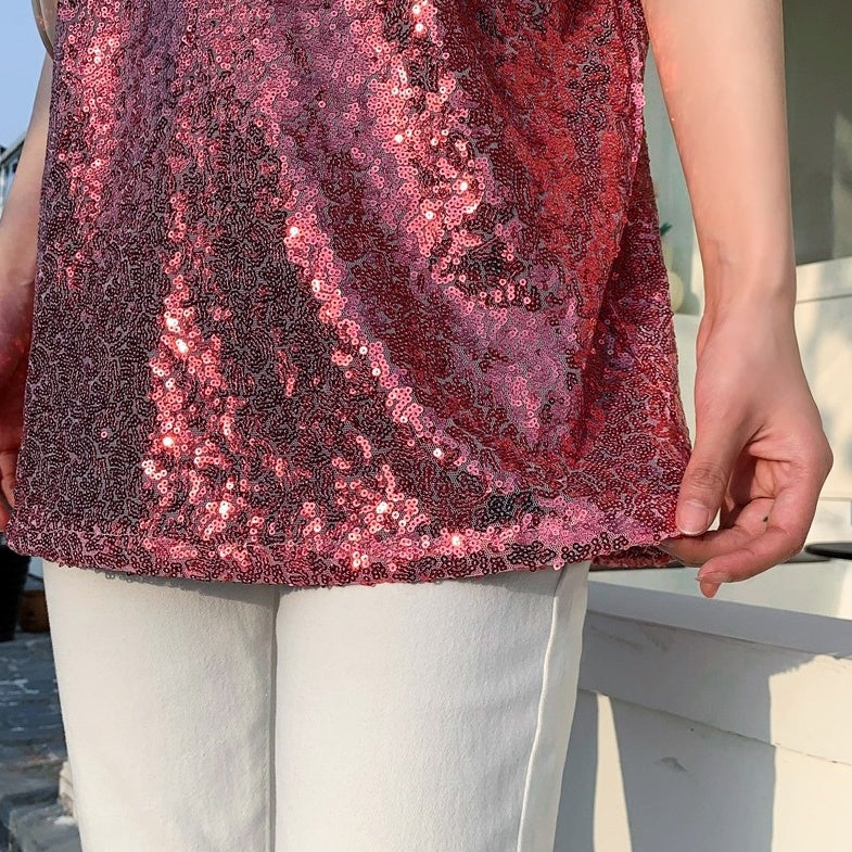 Pink Sequins Embellished T-Shirt