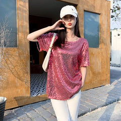 Pink Sequins Embellished T-Shirt