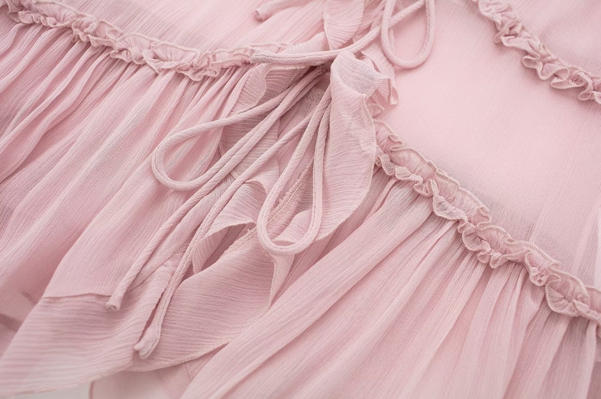 Pink Sheer Ruffled Sling Top
