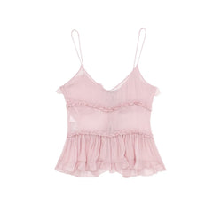 Pink Sheer Ruffled Sling Top