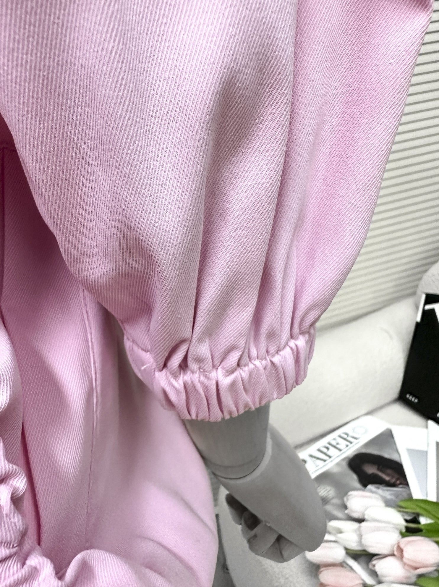 Pink Star-Accent Oversized Bomber Jacket