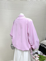 Pink Star-Accent Oversized Bomber Jacket