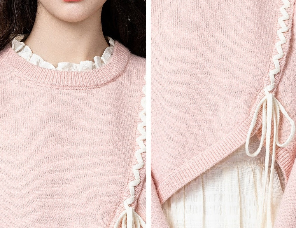 Pink Tieknit Sweater Top