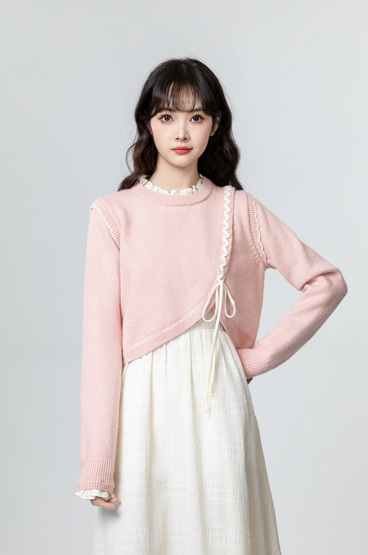 Pink Tieknit Sweater Top