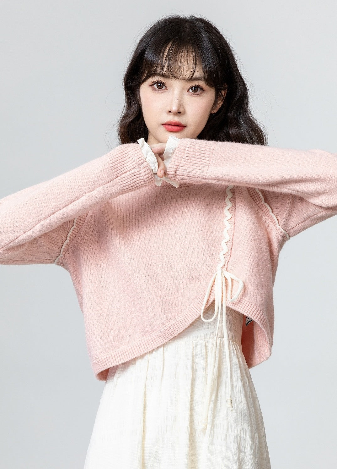 Pink Tieknit Sweater Top