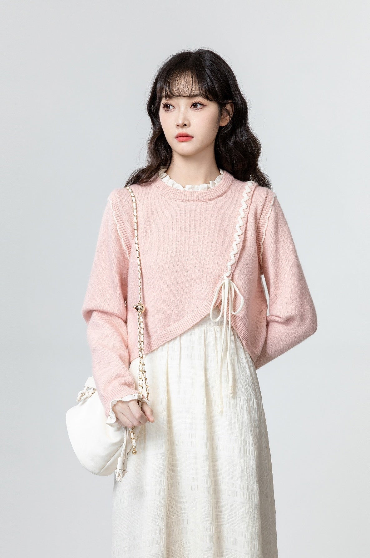 Pink Tieknit Sweater Top