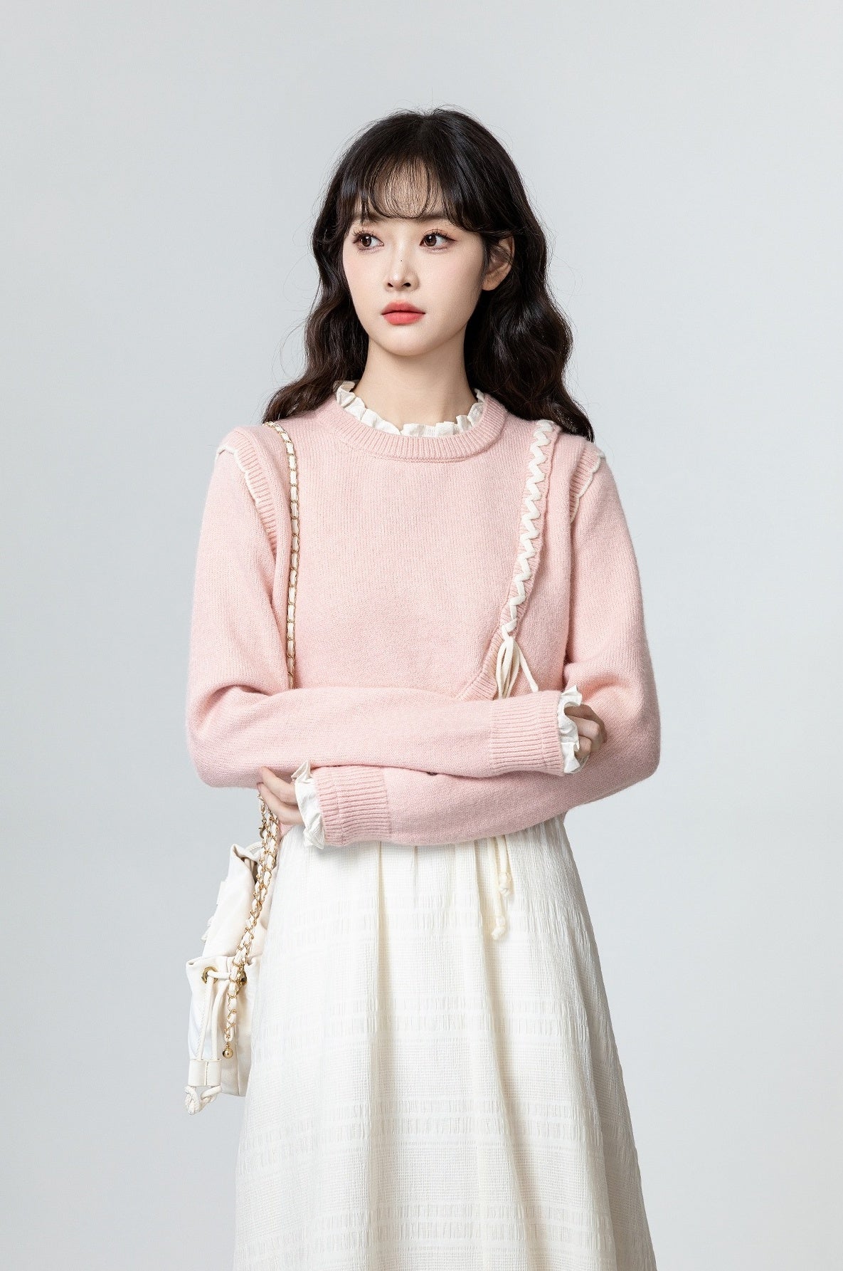 Pink Tieknit Sweater Top
