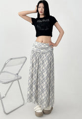 Plaid A Line Midi Skirt Casual Summer Style