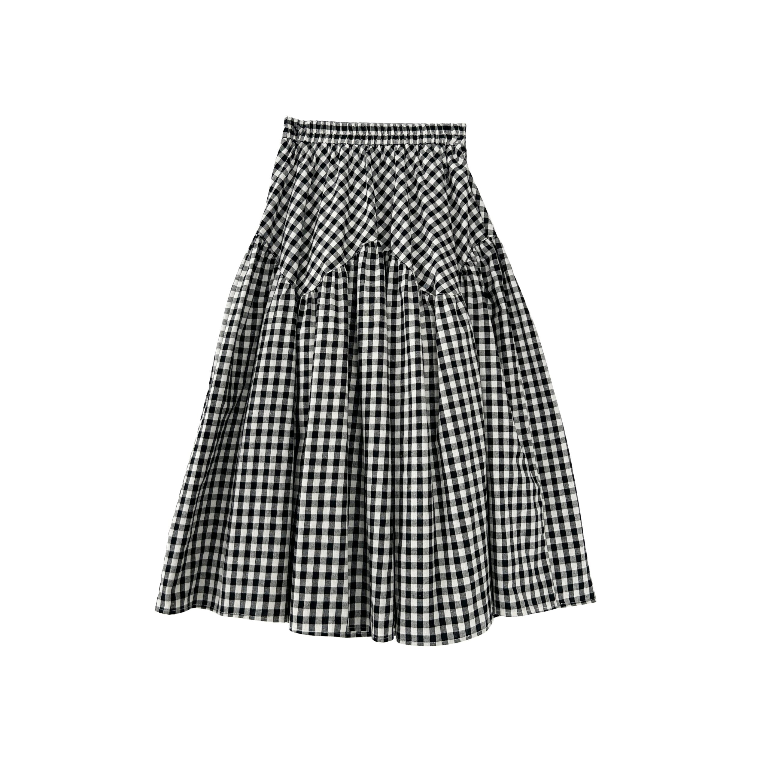 Plaid A Line Midi Skirt Flowy Casual Style