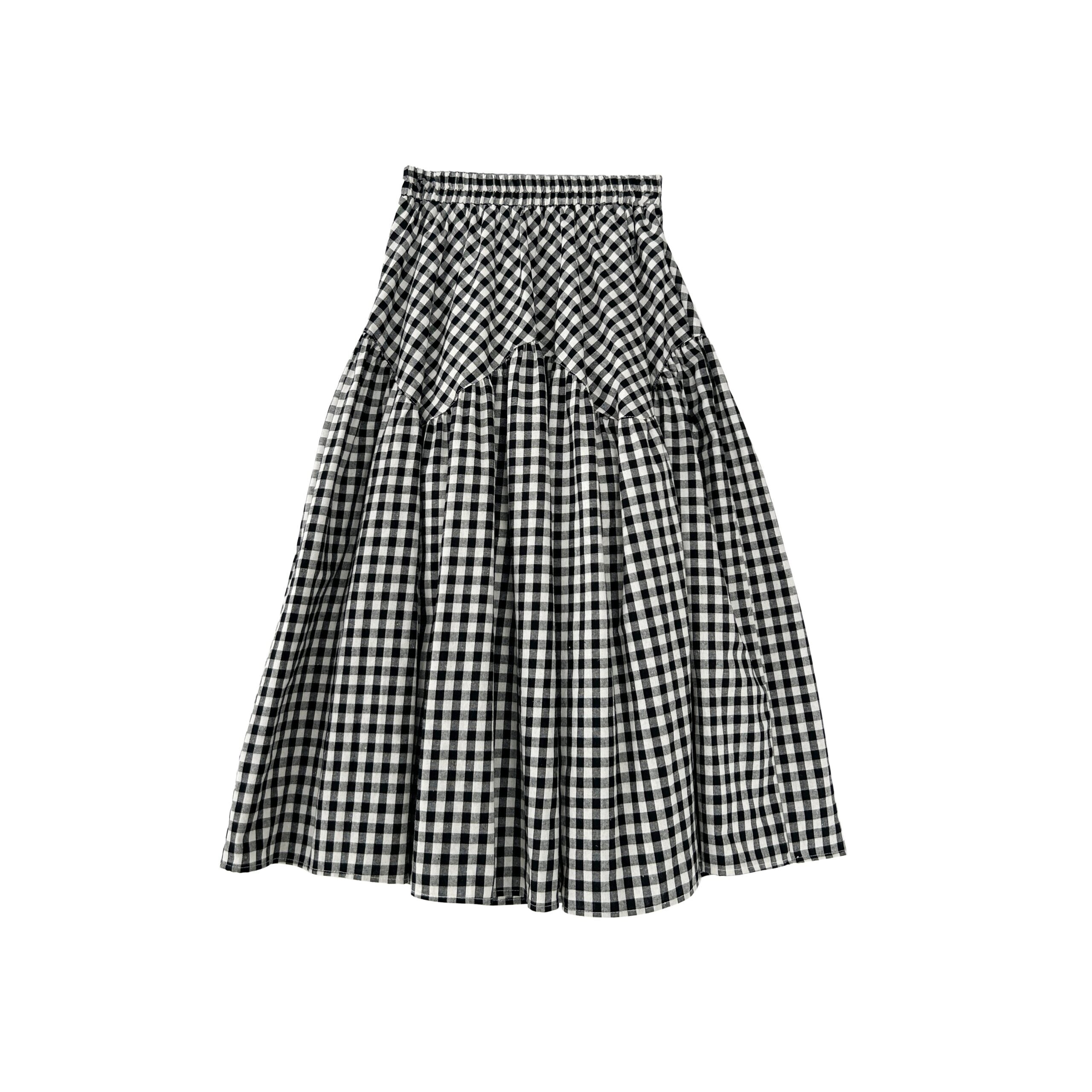 Plaid A Line Midi Skirt Flowy Casual Style