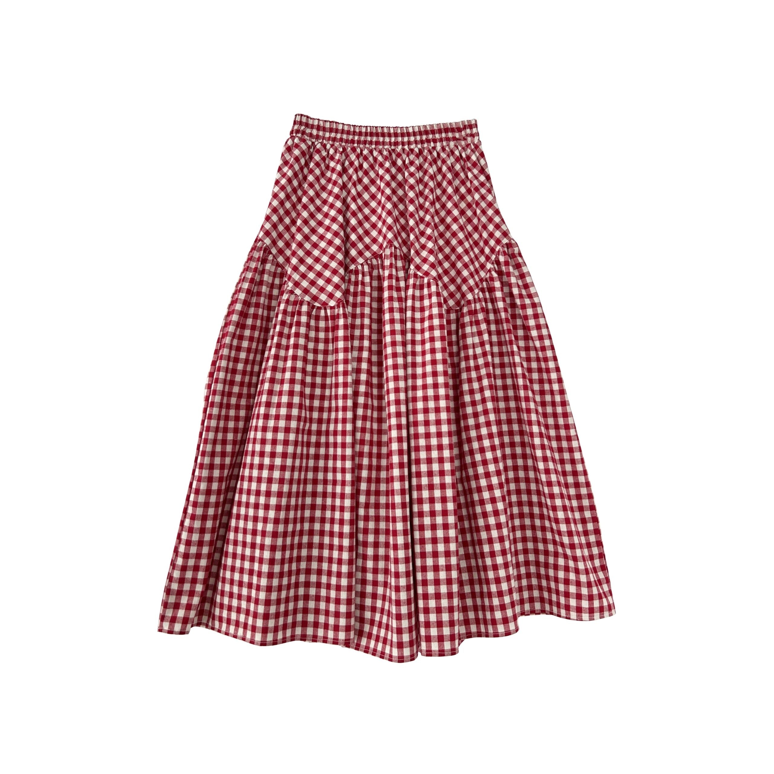 Plaid A Line Midi Skirt Flowy Casual Style