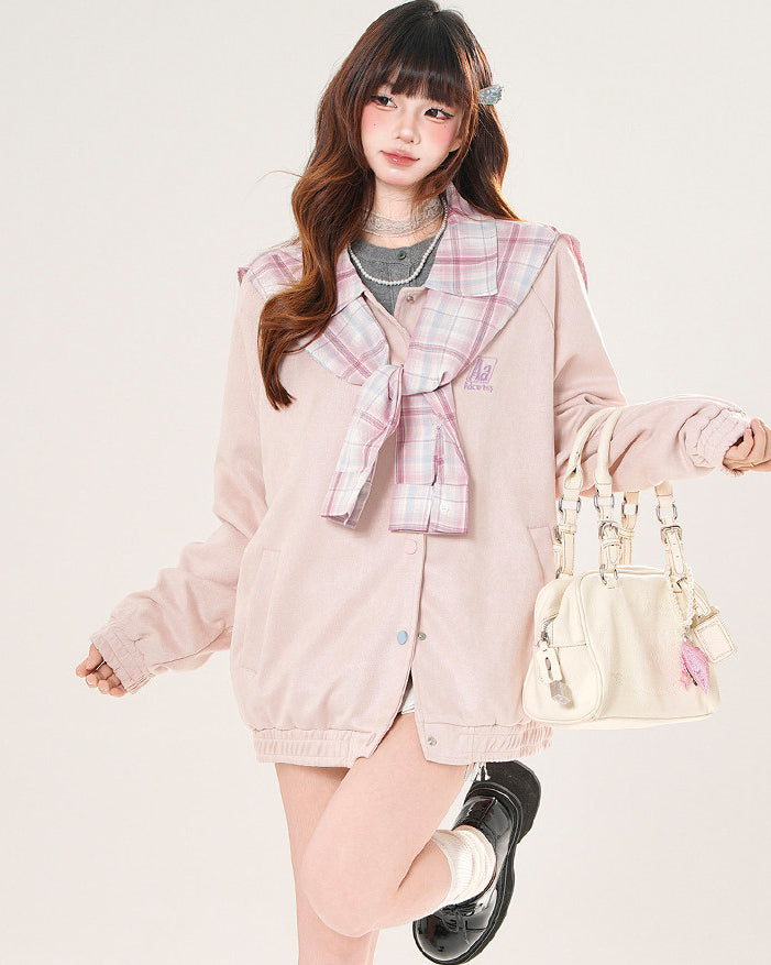 Plaid Baseball Jacket