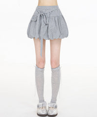 Plaid Bubble Hem A Line Mini Skirt