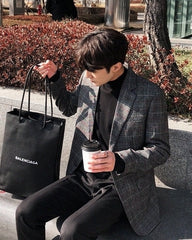 Plaid Casual Blazer Fashion Lightweight Suit Jacket