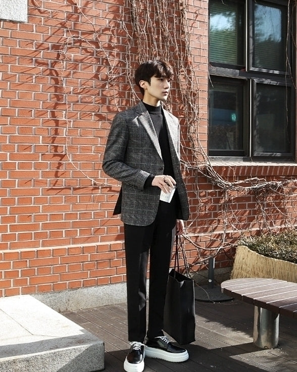 Plaid Casual Blazer Fashion Lightweight Suit Jacket
