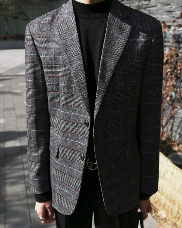 Plaid Casual Blazer Fashion Lightweight Suit Jacket