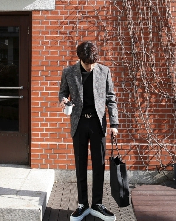 Plaid Casual Blazer Fashion Lightweight Suit Jacket