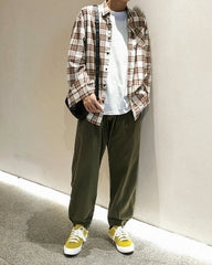 Plaid Casual Long Sleeve Shirt Korean Style Jacket