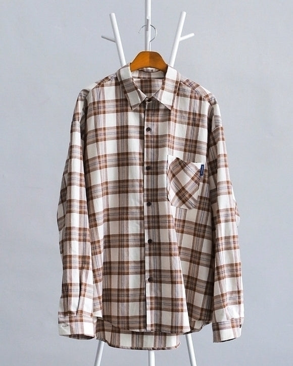 Plaid Casual Long Sleeve Shirt Korean Style Jacket