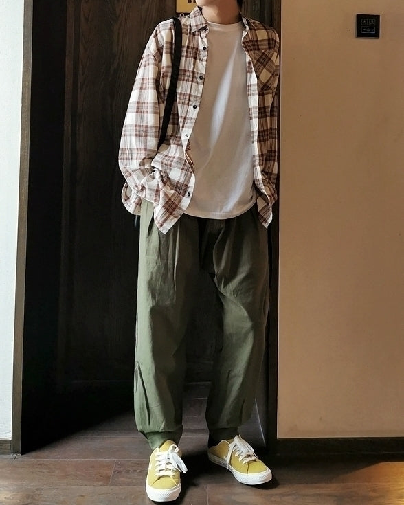 Plaid Casual Long Sleeve Shirt Korean Style Jacket